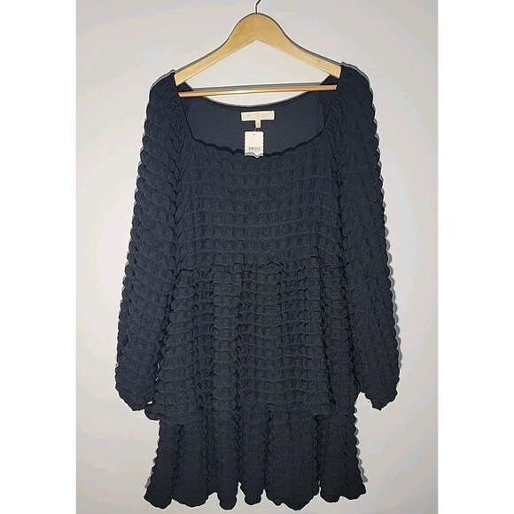 NWT Simply Southern Layered Bubble Dress XXL Black 5% Spandex NEW Very Soft - Picture 1 of 6